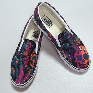Vans, Slip on, Trippy Drip black skate sneakers.Men 10.5, Women 12